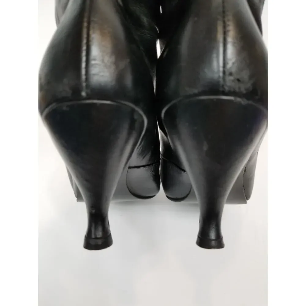 Poppies Black Leather Victorian Lace-up Boots Size 7.5 - Picture 7 of 12